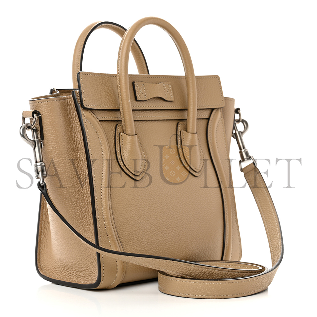 CELINE DRUMMED CALFSKIN NANO LUGGAGE DUNE 1403304 (20*20*10cm)